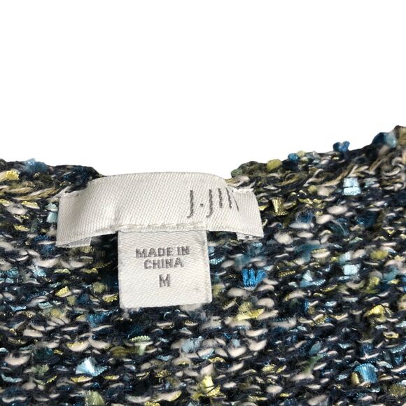 J Jill Sweater Womens Medium Blue Green V Neck Boucle Knit Pullover Sweatshirt - Picture 4 of 15